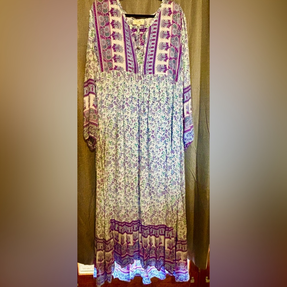 Wilde Belle Purple and White Gypsy Maxi Dress
